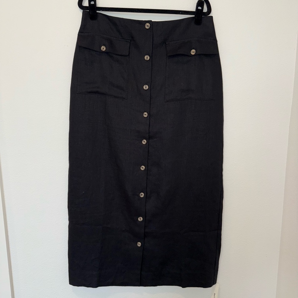 Reformation Britt Linen Skirt Black - Size 10, NWT - Picture 3 of 5